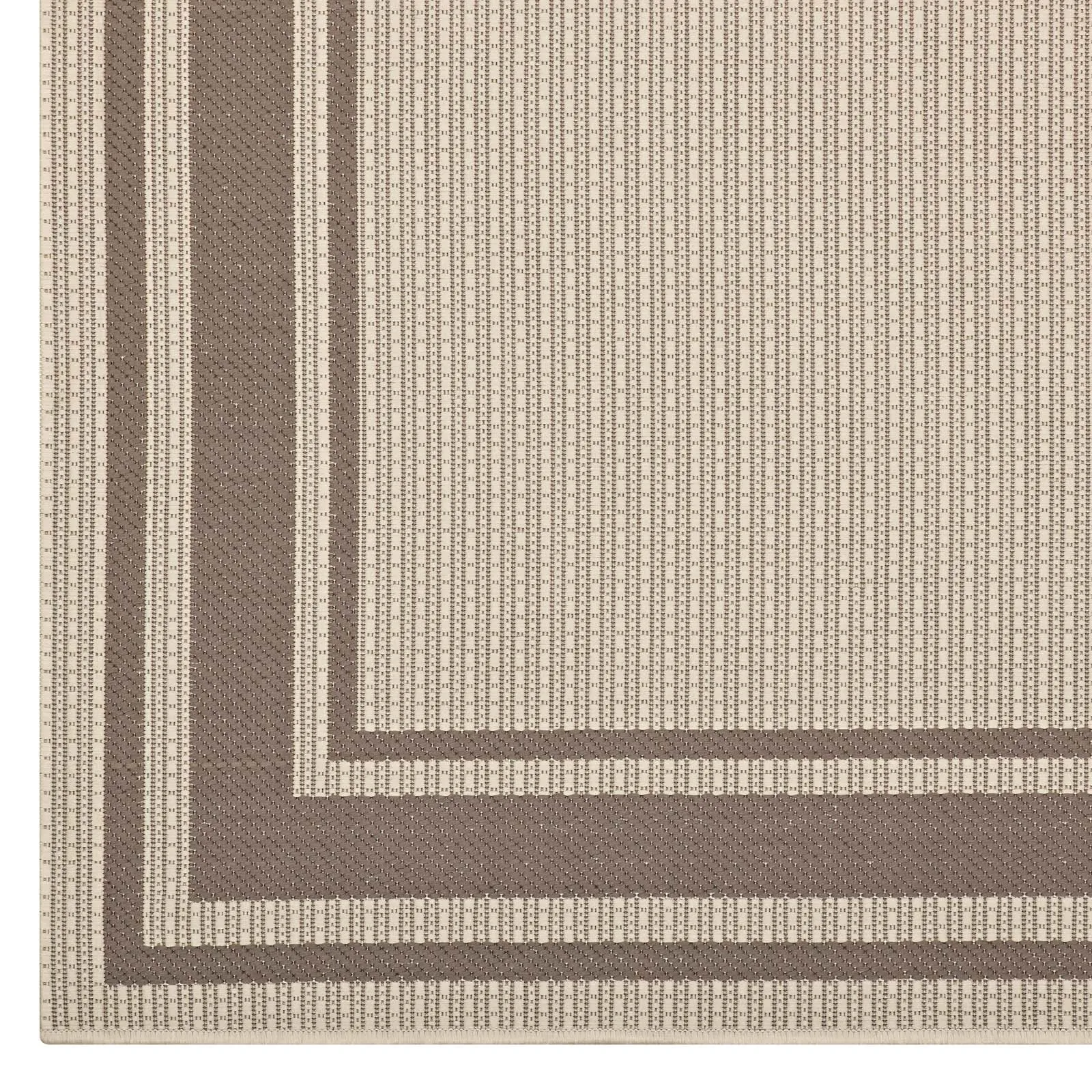 Rim Solid Border Borderline 8x10 Indoor and Outdoor Area Rug  Light and Dark Beige