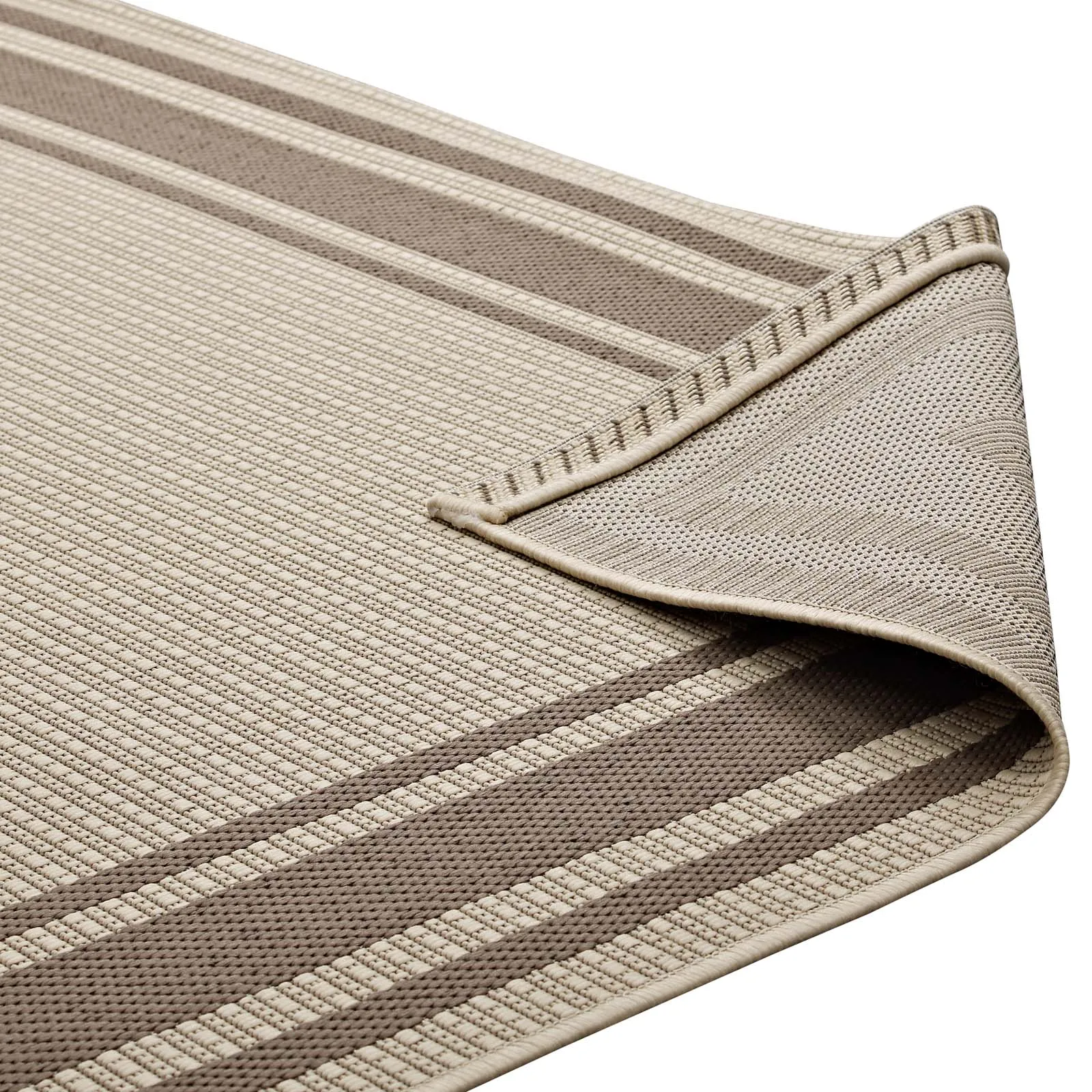 Rim Solid Border Borderline 8x10 Indoor and Outdoor Area Rug  Light and Dark Beige