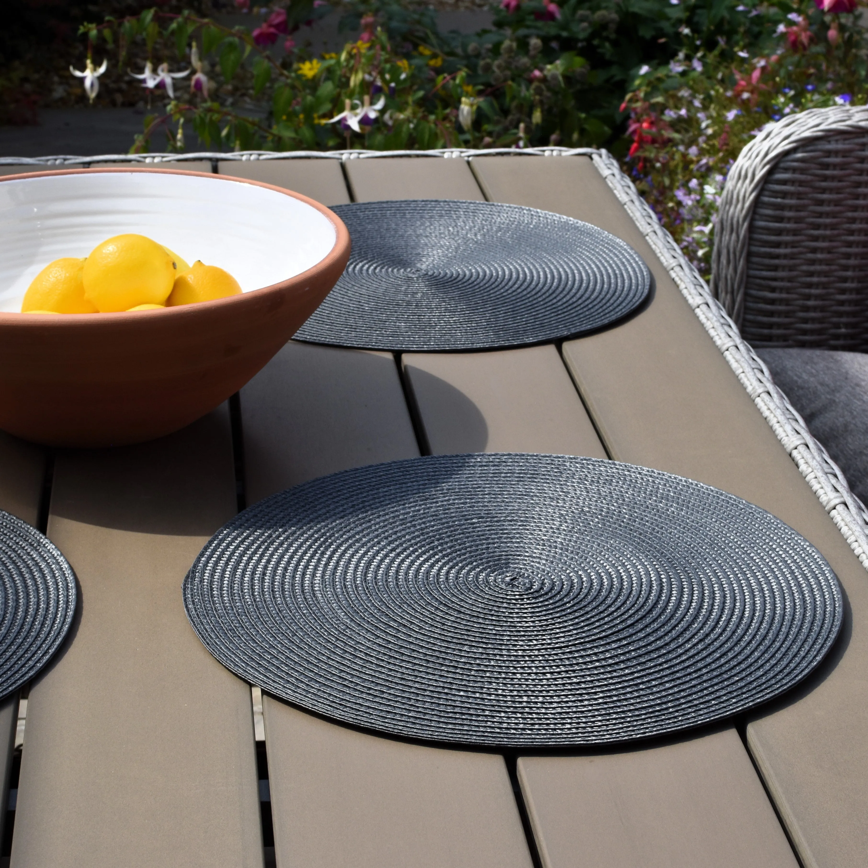 Round Woven Placemat - Dark Grey