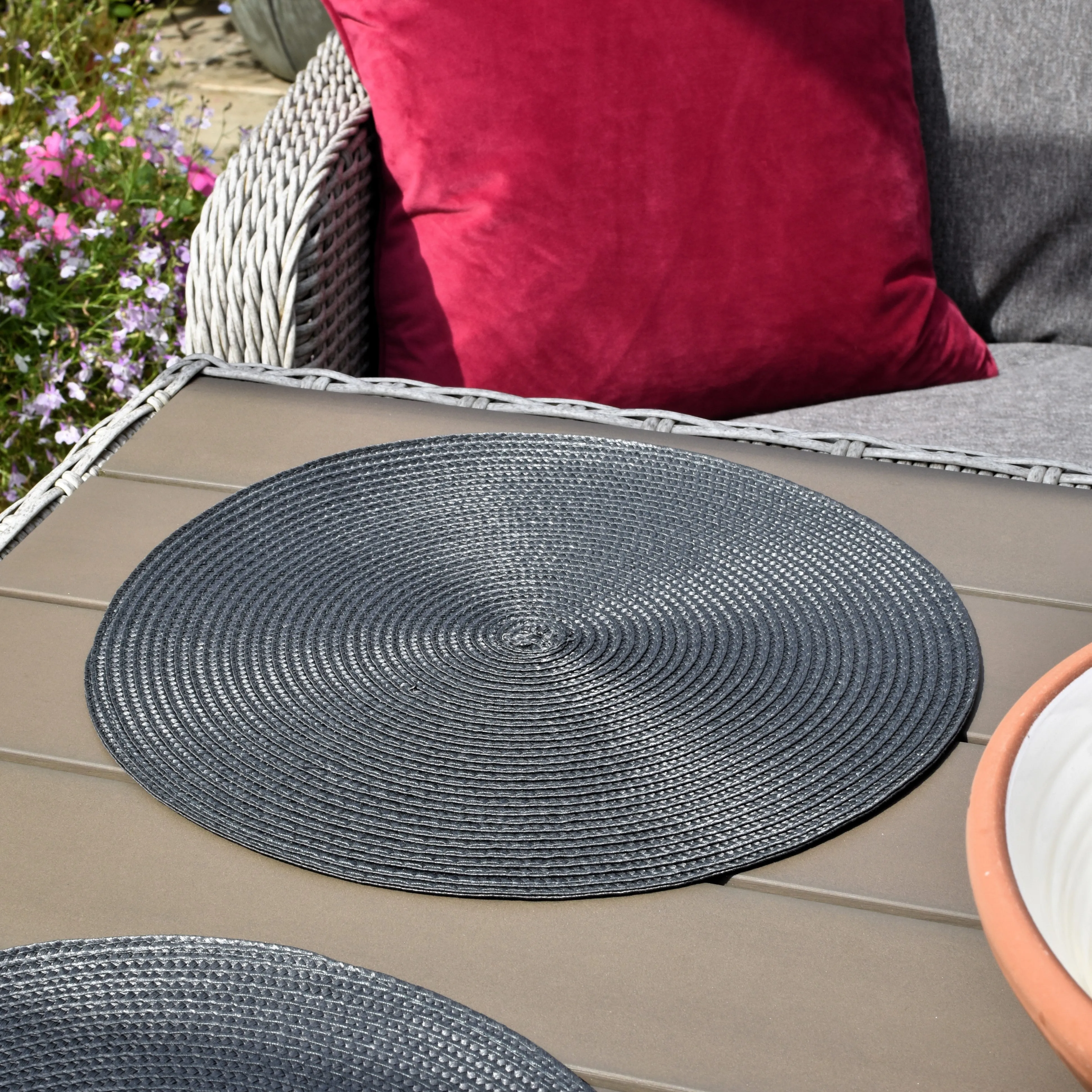 Round Woven Placemat - Dark Grey