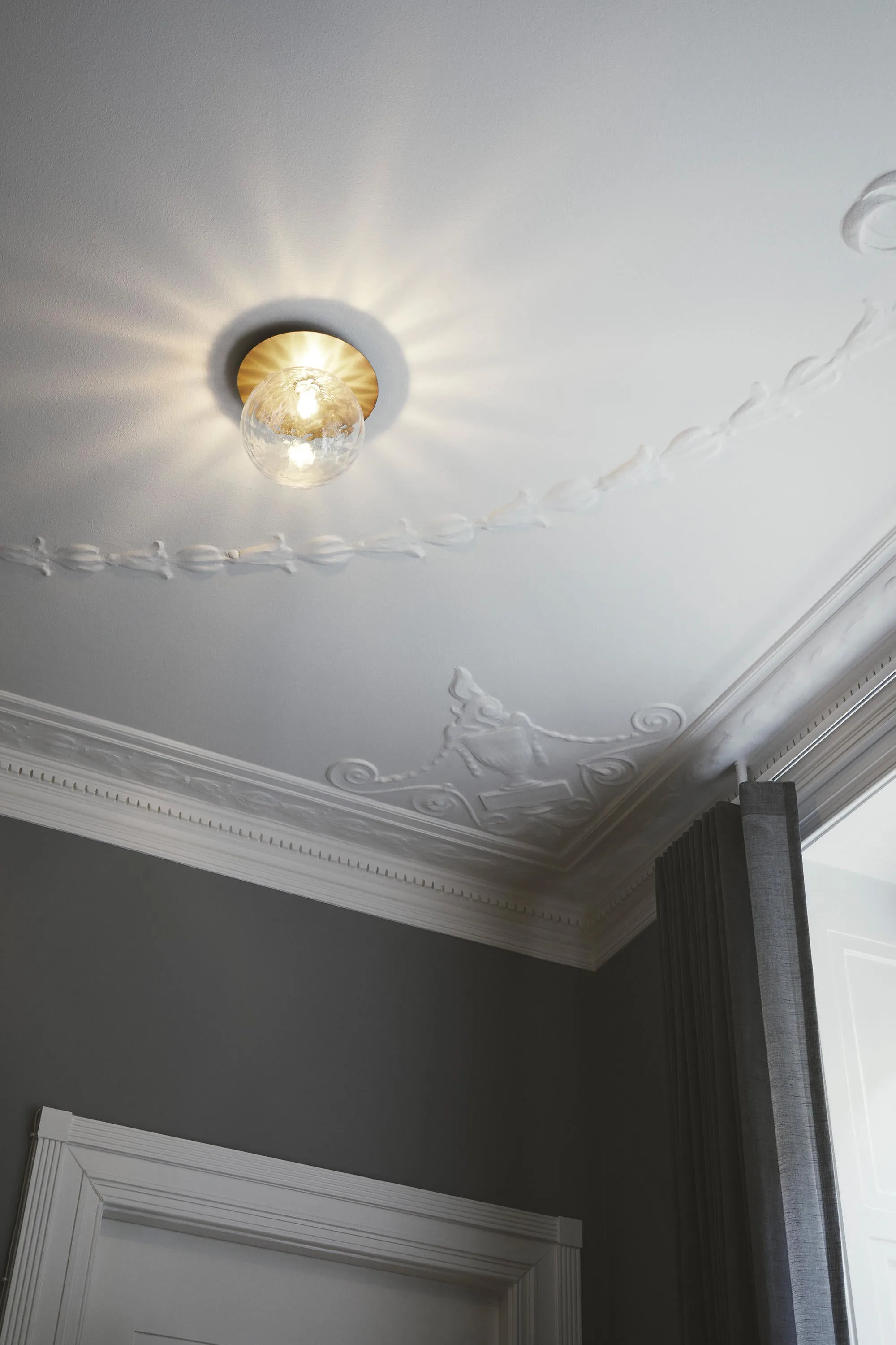 Rund Art Deco Glimmer Glass Wall Light / Ceiling Light