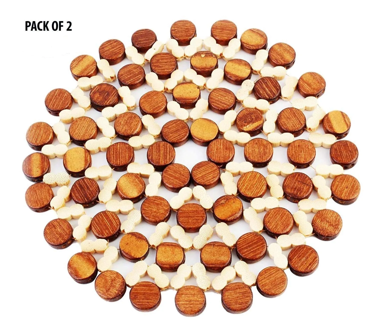 Set of 2 - Round 8 Inch - Kitchen Bamboo Pan Pot Holder Heat Insulation Pad