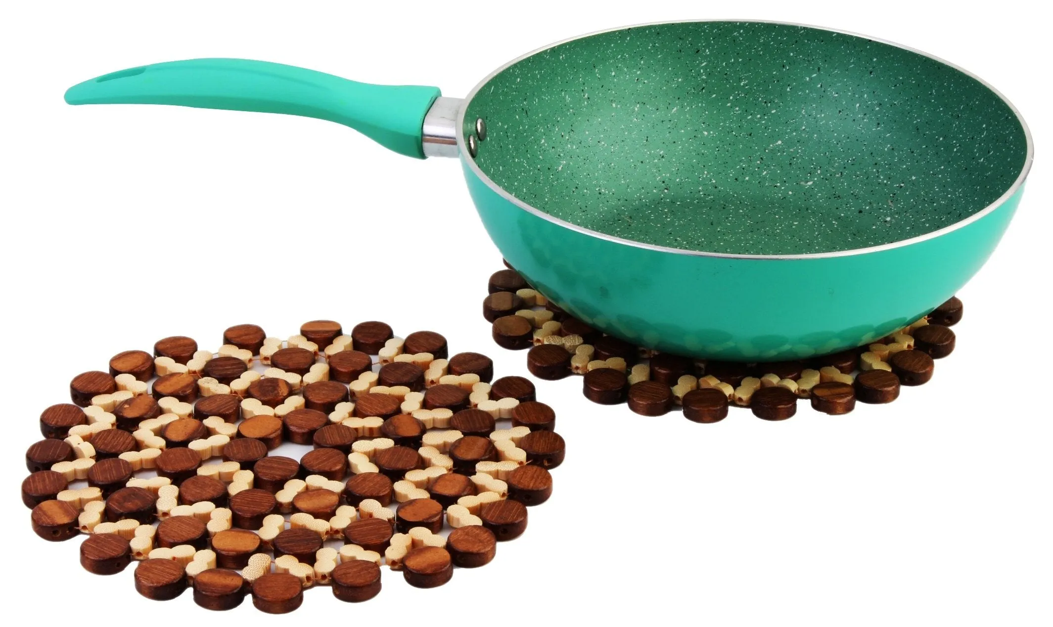 Set of 2 - Round 8 Inch - Kitchen Bamboo Pan Pot Holder Heat Insulation Pad