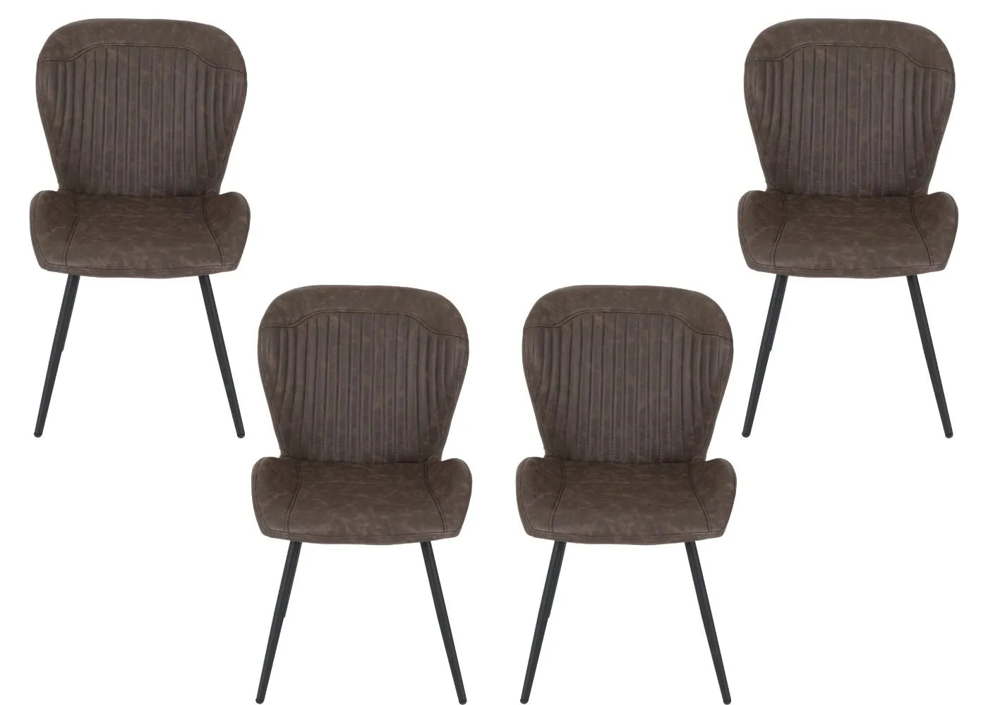 Set of 4 Quebec Brown Faux Leather Dining Chairs by Wholesale Beds