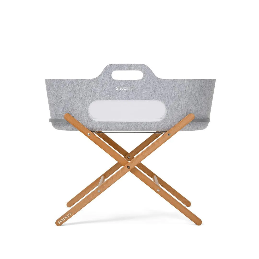 SnuzBaskit Moses Basket   Stand Set - Natural/Light Grey