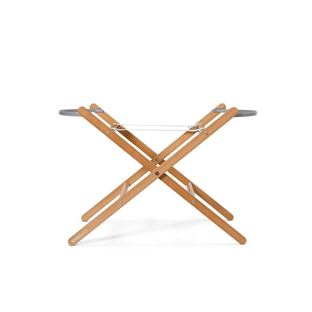SnuzBaskit Moses Basket   Stand Set - Natural/Light Grey
