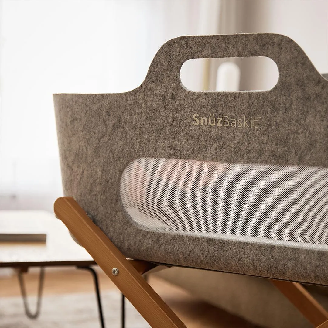 SnuzBaskit Moses Basket   Stand Set - Natural/Light Grey