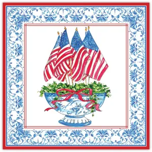 Square Placemat - Handpainted Flags in Chinoiserie Planter