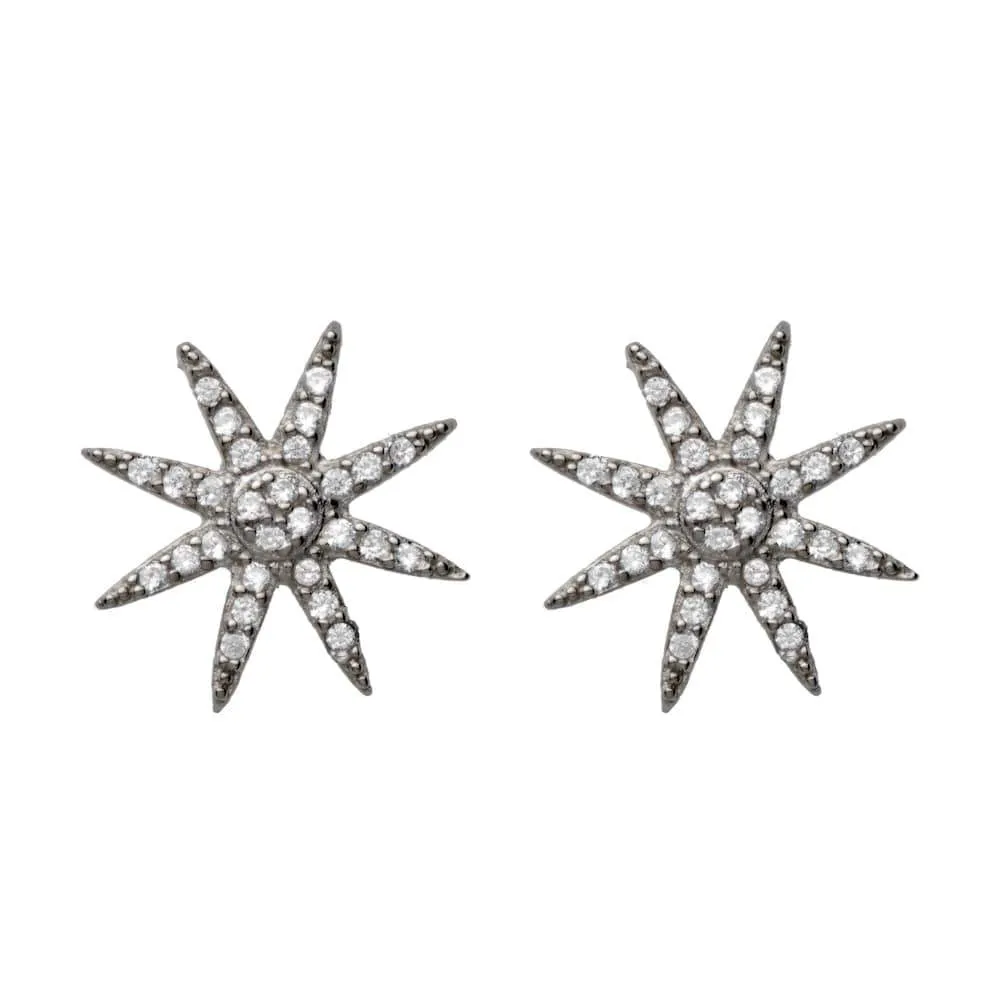 SUNBURST STUD, BR STERLING SILVER