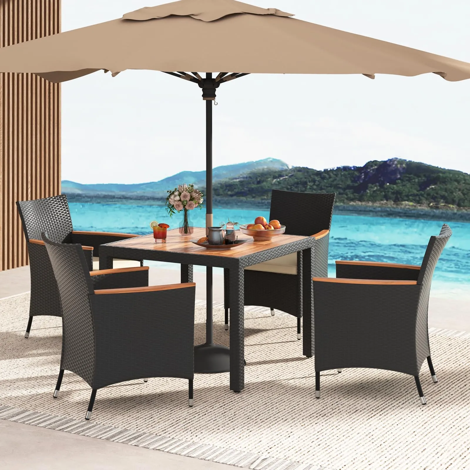 Tangkula 5 Pieces Patio Dining Table Set for 4