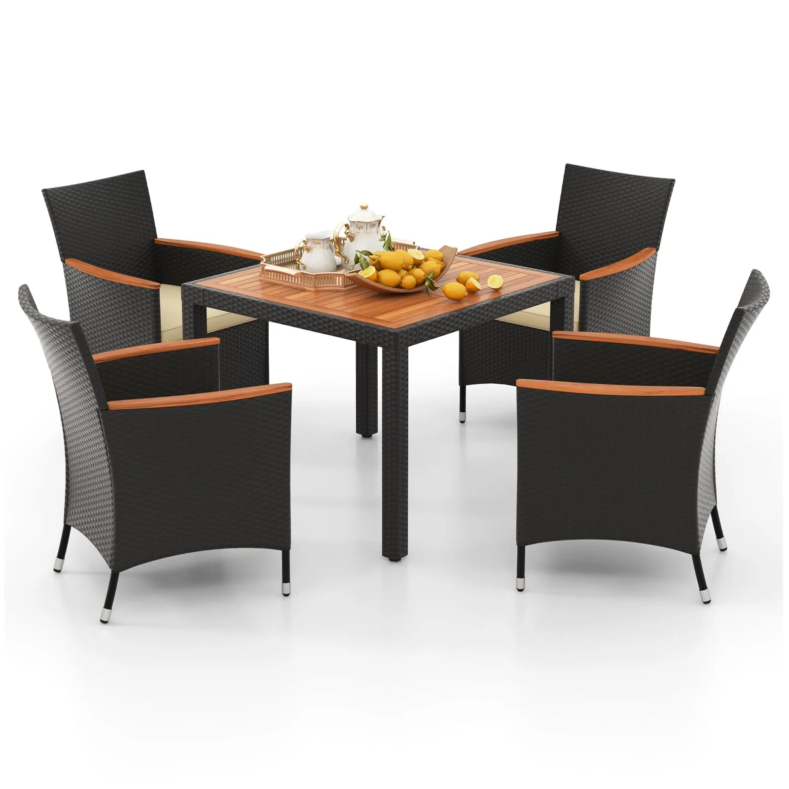 Tangkula 5 Pieces Patio Dining Table Set for 4