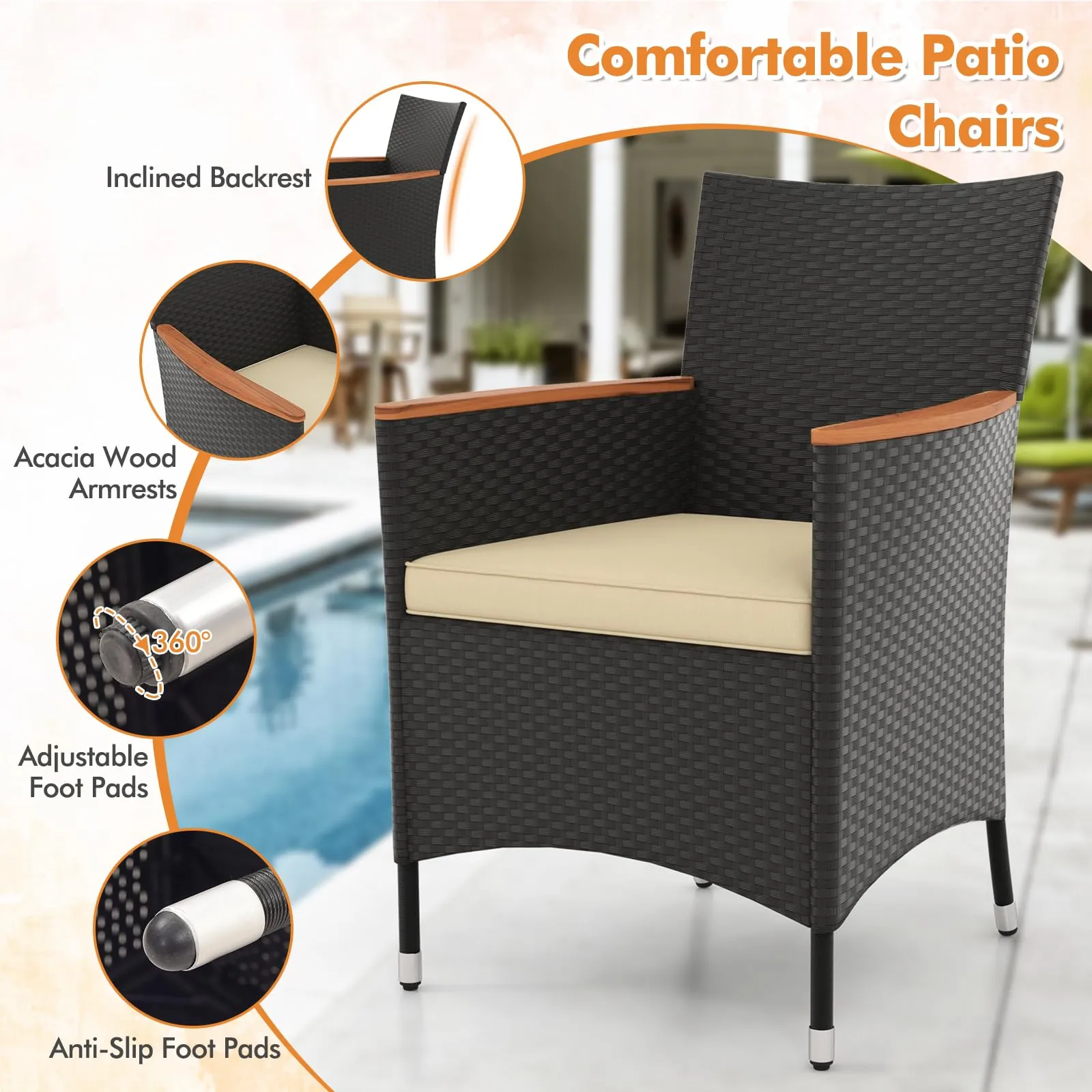Tangkula 5 Pieces Patio Dining Table Set for 4