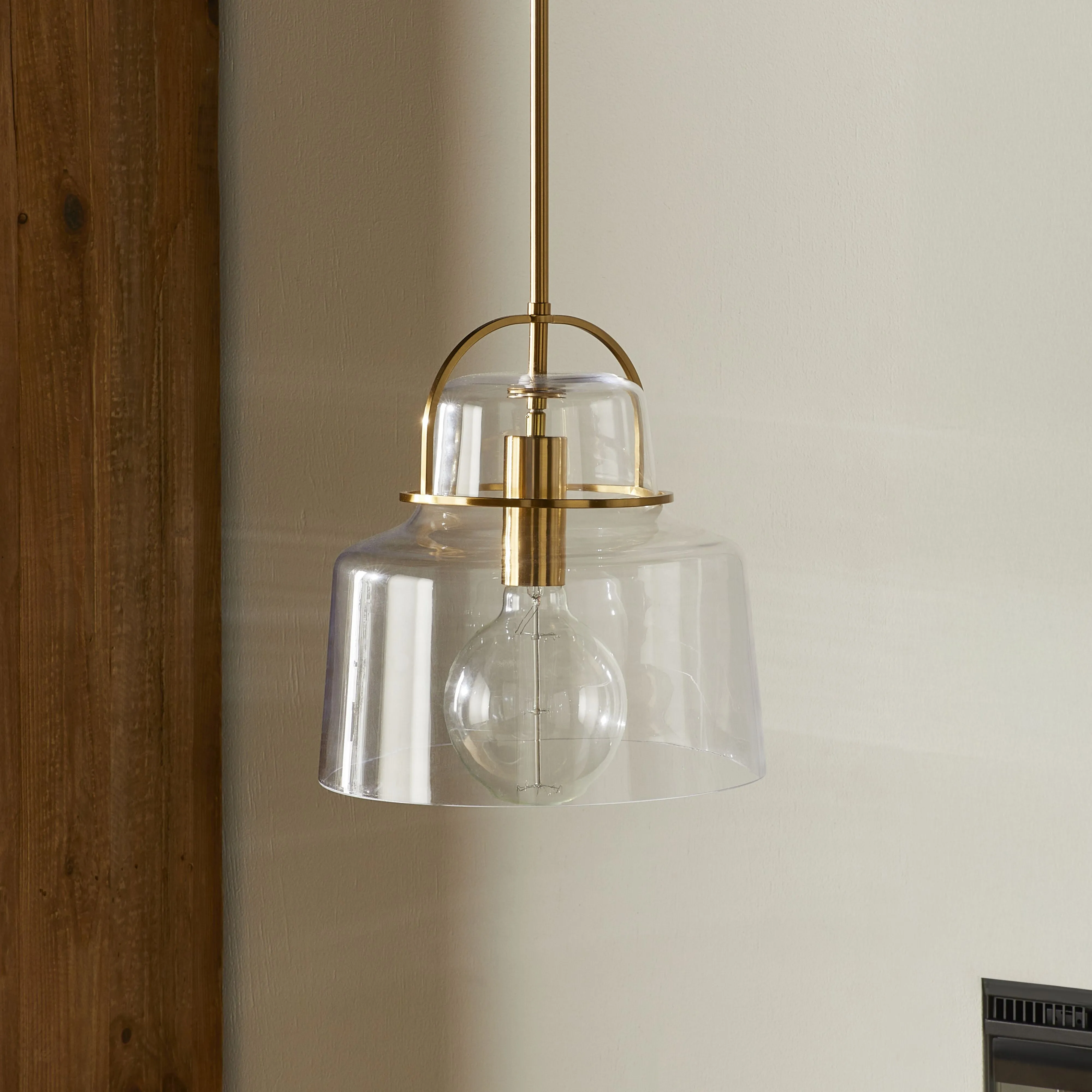 Teresa Glass Pendant Satin Brass 30x51cm