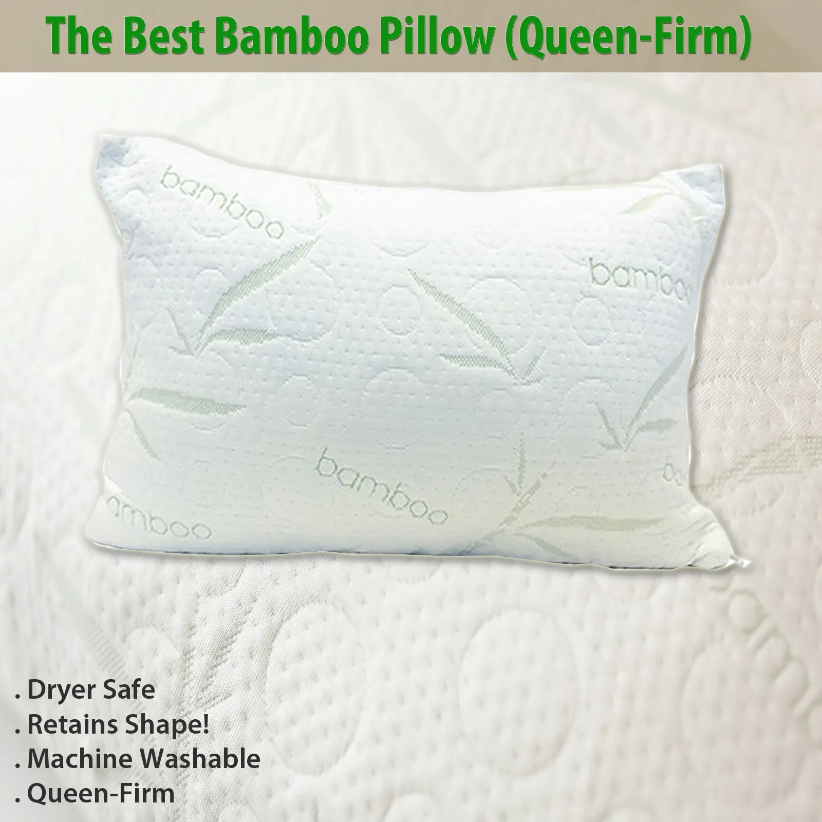 The Best Bamboo Pillow  (Queen-Firm) 28 in. x 19 in.