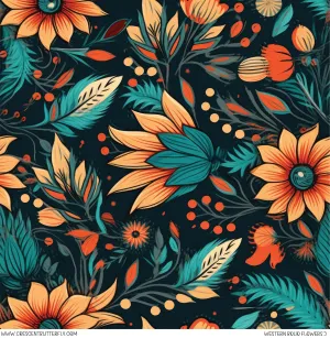 Western Boho Flowers 5 Printed Vinyl Sheet/Wrap