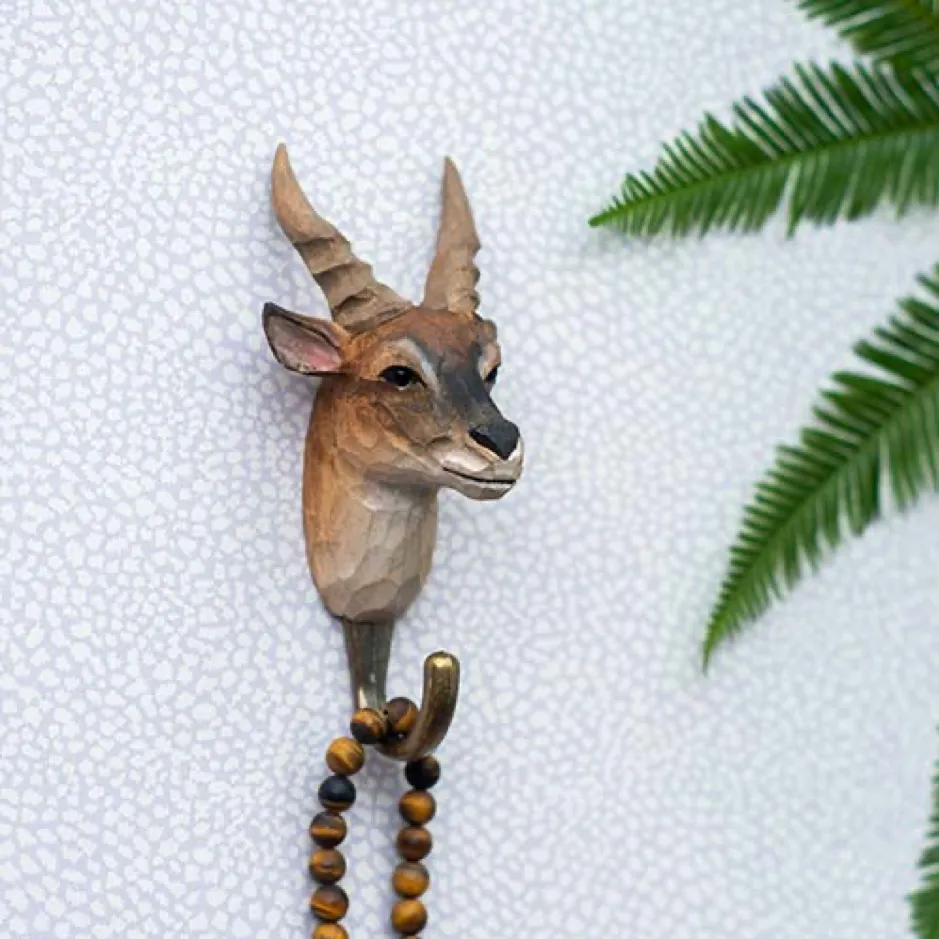 wildlife garden hand carved eland hook