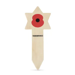 Wooden Star of David Printed Poppy Tribute