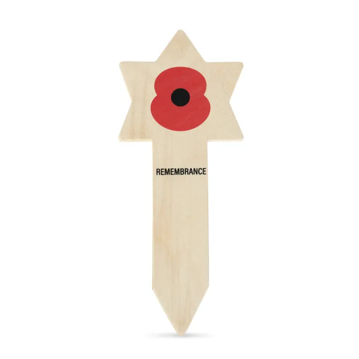 Wooden Star of David Printed Poppy Tribute